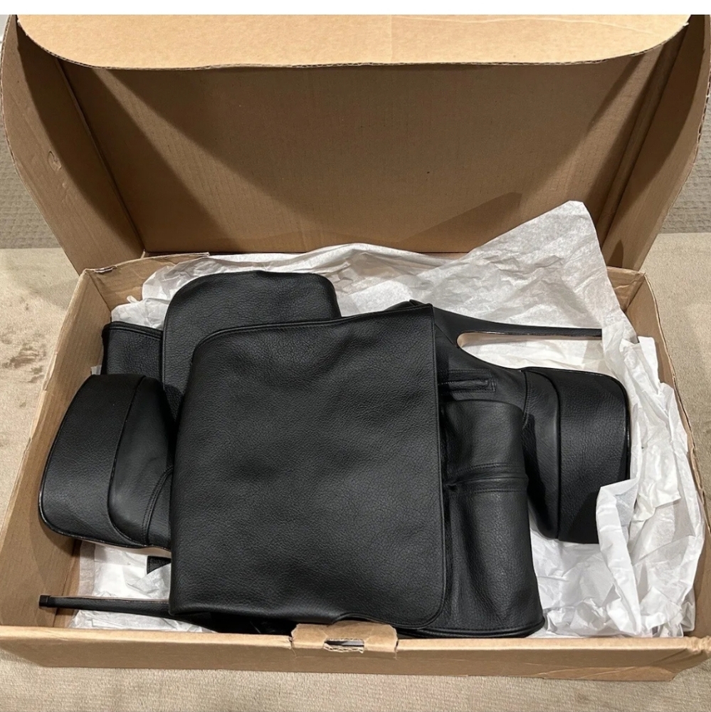 Leather Works Black Leather Platform Boots - Picture 3 of 6